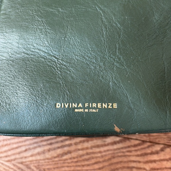 Divina Firenze Small green 2-way bucket bag genuine leather tassels - Picture 8 of 11